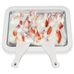 Gelatiera Arrotolata, Frozen Yogurt. Padella Per Gelato Istantaneo