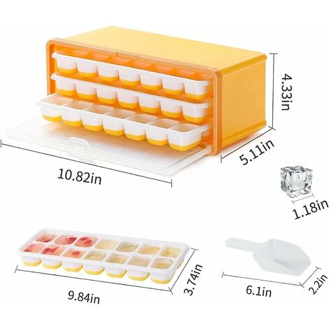 Vassoio Per Cubetti Di Ghiaccio In Silicone Con Contenitore, Vaschette Per Cubetti Di Ghiaccio Per Congelatore Con Coperchio, Paletta Per Ghiaccio. Mini Macchina Per Il Ghiaccio 2 Vassoio Per Cubetti Di Ghiaccio In Silicone Con Contenitore, Vaschette Per Cubetti Di Ghiaccio Per Congelatore Con Coperchio, Paletta Per Ghiaccio. Mini Macchina Per Il Ghiaccio - immagine 2