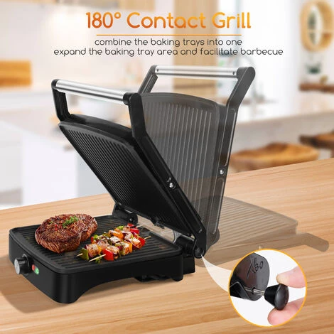 Aigostar Calore - Panini Maker/Griglia Elettrica 3 In 1, Piastra Antiaderente, 1800 W, Bistecchiera Elettrica Con Regolatore Di Temperatura, Apertura 180°, Distribuzione Uniforme Del Calore 2 Aigostar Calore - Panini Maker/Griglia Elettrica 3 In 1, Piastra Antiaderente, 1800 W, Bistecchiera Elettrica Con Regolatore Di Temperatura, Apertura 180°, Distribuzione Uniforme Del Calore - immagine 2