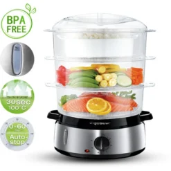 Aigostar Fitfoodie 30INA - Vaporiera Elettrica In Acciaio Inox, Con Timer, 3 Cestini, 800W, BPA Free Fornetti A Vapore Design Esclusivo 7 Aigostar Fitfoodie 30INA - Vaporiera Elettrica In Acciaio Inox, Con Timer, 3 Cestini, 800W, BPA Free Fornetti A Vapore Design Esclusivo -Moulinex Negozio 72603494 3