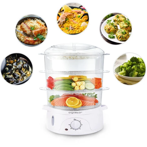 Aigostar Fitfoodie 30CFO - Vaporiera Con Timer, 3 Cestini, 800W, BPA Free E Design Esclusivo 4 Aigostar Fitfoodie 30CFO - Vaporiera Con Timer, 3 Cestini, 800W, BPA Free E Design Esclusivo - immagine 4