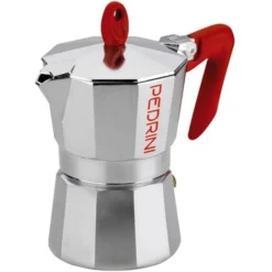 CAFFETTIERA BRILLANT. 6TZ PEDRINI ALLUMINIO MANICO ROSSO