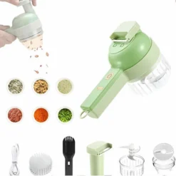 Set Tagliaverdure Elettrico Portatile 4 In 1, Robot Da Cucina Wireless Per Aglio Pepe Peperoncino Cipolla Sedano Carne Zenzero Con Spazzola