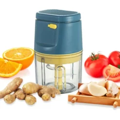 Tritatutto Elettrico Mini Tritatutto Per Cipolle 3 Lame Affilate Frullatore Per Aglio Portatile Mini Mixer Per Condimento 230 Ml (blu)