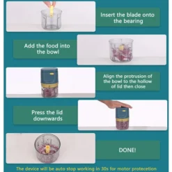 Tritatutto Elettrico Mini Tritatutto Per Cipolle 3 Lame Affilate Frullatore Per Aglio Portatile Mini Mixer Per Condimento 230 Ml (blu) -Moulinex Negozio 77496177 4