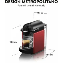 Nespresso Pixie EN124.R, Macchina Da Caffè Di De'Longhi, Sistema Capsule Nespresso, Serbatoio Acqua 0.7L, Red Carminio -Moulinex Negozio 78977531 3