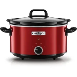 Crock-Pot Crockpot Pentola Per Cottura Lenta, Slow Cooker, Capienza 3.5 Litri, Fino A 4 Persone, 2 Impostazioni Cottura E Funzione Mantenimento In Caldo, 210 W, Ceramica, Rosso, 24 X 30.51 X 32.99 Cm 4 Kg