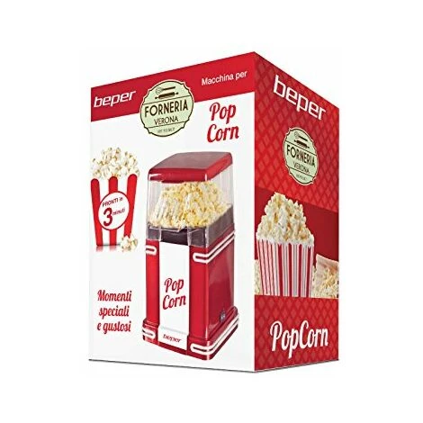 Beper Macchina Per Popcorn, Popcorn In 3 Minuti, No Grassi, Circolazione Di Aria Calda, Potenza 1200 W Rosso 2 Beper Macchina Per Popcorn, Popcorn In 3 Minuti, No Grassi, Circolazione Di Aria Calda, Potenza 1200 W Rosso - immagine 2