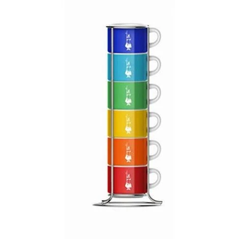 Bialetti Sei Tazzine Impilabili, Multicolore, Porcellana, Multicolore, 9 X 9 X 28.5 Cm 450 Grammi 1 Bialetti Sei Tazzine Impilabili, Multicolore, Porcellana, Multicolore, 9 X 9 X 28.5 Cm 450 Grammi