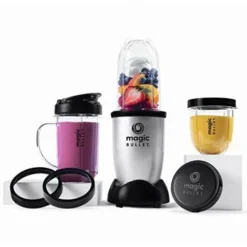 Moulinex Negozio 33 Magic Bullet Di Nutribullet, Frullatore Elettrico, Frullatore Piccolo, Confezione Con 7 Accessori, Potenza 250 Watt, Grigio, MBR10