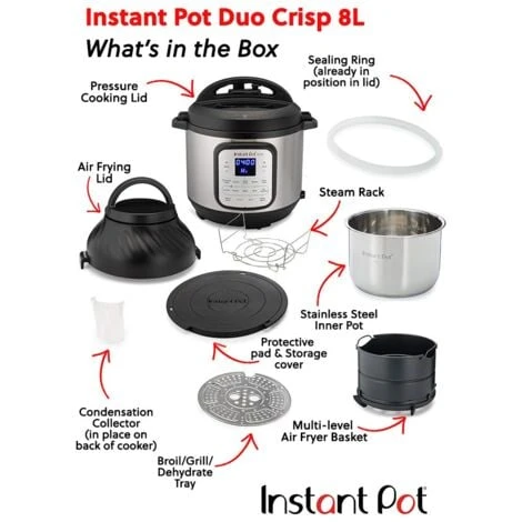 Instant Pot Duo Crisp + Hot Air Fryer 11-in-1 Electric Multi-Cooker 5.7 L - Pressure Cooker, Air Fryer, Slow Cooker, Steamer, Sous Vide Device, Dehydrator With Grill, Keep Warm And Baking Function 2 Instant Pot Duo Crisp + Hot Air Fryer 11-in-1 Electric Multi-Cooker 5.7 L - Pressure Cooker, Air Fryer, Slow Cooker, Steamer, Sous Vide Device, Dehydrator With Grill, Keep Warm And Baking Function - immagine 2