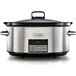 Crock-Pot Crockpot Pentola Per Cottura Lenta, Slow Cooker, Extra Large 7.5 Litri, Adatta Fino A 10 Persone, Spegnimento Automatico, 2 Impostazioni Cottura E Funzione Warm Automatica, 230 W, Ceramica, Argento