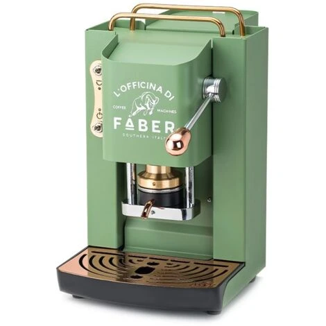 Faber Pro Deluxe - Macchina Per Caffe Con Pressacialda In Ottone - Telaio Interamente In Acciaio Verde Acido Opaco - FABPROGREENBASOTTELE 1 Faber Pro Deluxe - Macchina Per Caffe Con Pressacialda In Ottone - Telaio Interamente In Acciaio Verde Acido Opaco - FABPROGREENBASOTTELE