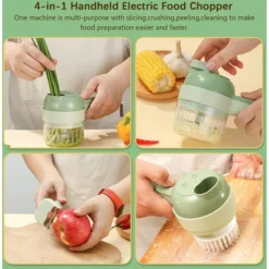 Tritaverdure 4 In 1 Set Tritatutto Elettrico Portatile Set Tagliaverdure Wireless Con Alimentazione USB Per Aglio Peperoncino Cipolla Sedano Zenzero Carne (verde) 8 Tritaverdure 4 In 1 Set Tritatutto Elettrico Portatile Set Tagliaverdure Wireless Con Alimentazione USB Per Aglio Peperoncino Cipolla Sedano Zenzero Carne (verde) -Moulinex Negozio 80891546 4