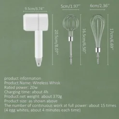 Sbattitore Elettrico, Frullatore Multifunzione A 3 Velocità Ricaricabile USB Senza Fili Con 2 Fruste, Sbattitore Elettrico Portatile Per Proteine Di Crema Pasticcera 7 Sbattitore Elettrico, Frullatore Multifunzione A 3 Velocità Ricaricabile USB Senza Fili Con 2 Fruste, Sbattitore Elettrico Portatile Per Proteine Di Crema Pasticcera -Moulinex Negozio 81290480 3