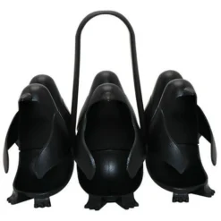 Uso Domestico Cucina Multifunzionale Egg-Boiler Nero Simpatico Cartone Animato Pinguino Forma Scaffale Portaoggetti (Nero)