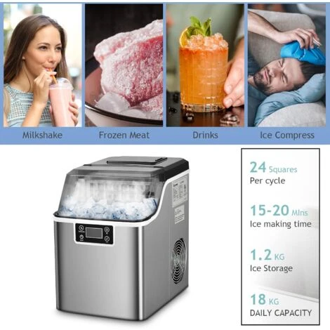 RELAX4LIFE Macchina Per Cubetti Di Ghiaccio, Capacità 18 Kg/24 Ore, Durata 15-20 Min Con Timer 1-24 Ore, Serbatoio D’Acqua 3,2L, Stoccaggio Ghiaccio 1,2 Kg, Produttore Domestico Di Ghiaccio A Cubetti 2 RELAX4LIFE Macchina Per Cubetti Di Ghiaccio, Capacità 18 Kg/24 Ore, Durata 15-20 Min Con Timer 1-24 Ore, Serbatoio D’Acqua 3,2L, Stoccaggio Ghiaccio 1,2 Kg, Produttore Domestico Di Ghiaccio A Cubetti - immagine 2