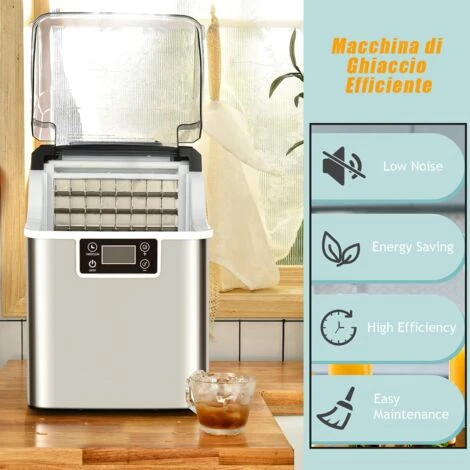 RELAX4LIFE Macchina Per Cubetti Di Ghiaccio, Capacità 18 Kg/24 Ore, Durata 15-20 Min Con Timer 1-24 Ore, Serbatoio D’Acqua 3,2L, Stoccaggio Ghiaccio 1,2 Kg, Produttore Domestico Di Ghiaccio A Cubetti 3 RELAX4LIFE Macchina Per Cubetti Di Ghiaccio, Capacità 18 Kg/24 Ore, Durata 15-20 Min Con Timer 1-24 Ore, Serbatoio D’Acqua 3,2L, Stoccaggio Ghiaccio 1,2 Kg, Produttore Domestico Di Ghiaccio A Cubetti - immagine 3