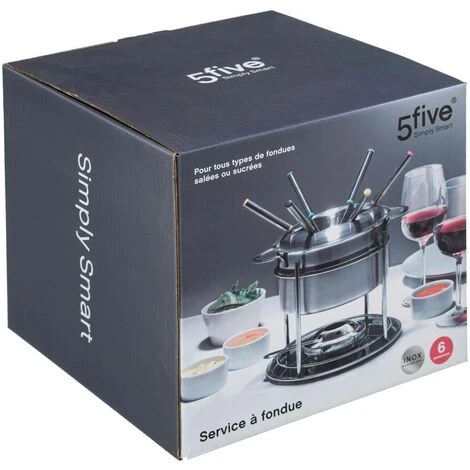 Set Da Fonduta In Acciaio Inox Per 6 Persone - Set Fonduta 6 Persone, Acciaio Inossidabile, Dimensioni D. 19 X H. 17 Cm - 5 Five Simply Smart 2 Set Da Fonduta In Acciaio Inox Per 6 Persone - Set Fonduta 6 Persone, Acciaio Inossidabile, Dimensioni D. 19 X H. 17 Cm - 5 Five Simply Smart - immagine 2
