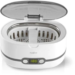 Nedis Pulitore Ultrasonico Dei Gioielli 130 Mm 200 Mm 125 Mm Alimentazione Da Rete 230 V AC 50 Hz Euro / Tipo-C (CEE 7/16) Bianco Plastica