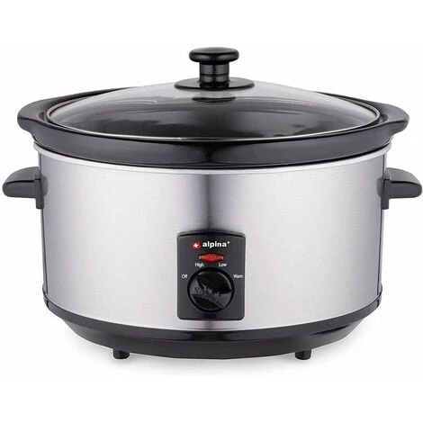 Alpina Pentola Elettrica Ovale Cottura Lenta 3,5Lt Acciaio Ceramica Antiaderente 240W 1 Alpina Pentola Elettrica Ovale Cottura Lenta 3,5Lt Acciaio Ceramica Antiaderente 240W