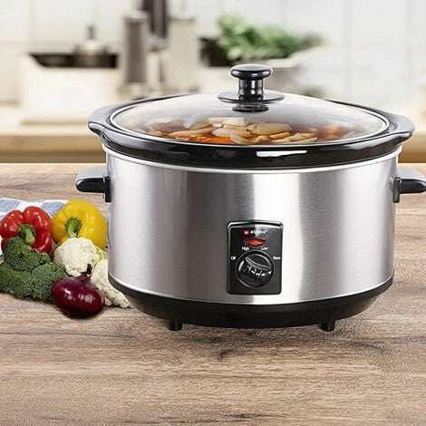 Alpina Pentola Elettrica Ovale Cottura Lenta 3,5Lt Acciaio Ceramica Antiaderente 240W 4 Alpina Pentola Elettrica Ovale Cottura Lenta 3,5Lt Acciaio Ceramica Antiaderente 240W - immagine 4