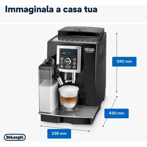 De'Longhi Perfetto Magnifica S Cappuccino ECAM23.460.B Macchina Da Caffè Automatica Per Espresso E Cappuccino, Caffè In Grani O In Polvere, LatteCrema System, Spegnimento Programmabile, Nero 5 De'Longhi Perfetto Magnifica S Cappuccino ECAM23.460.B Macchina Da Caffè Automatica Per Espresso E Cappuccino, Caffè In Grani O In Polvere, LatteCrema System, Spegnimento Programmabile, Nero - immagine 5