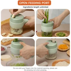 Tritatutto Elettrico Portatile 4 In 1 Set Tagliaverdure Wireless Tritaverdure E Tritacarne Con Alimentazione USB Per Cucinare In Cucina-1 Confezione (verde, Confezione Da 1) -Moulinex Negozio 86857756 5