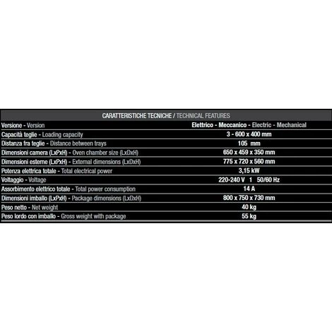 Forno Tecnodom 600 Meccanico Porta A Ribalta Meccanico A Convezione, Senza Grill, 3 Teglie O Griglie 600 X 400 Mm 2 Forno Tecnodom 600 Meccanico Porta A Ribalta Meccanico A Convezione, Senza Grill, 3 Teglie O Griglie 600 X 400 Mm - immagine 2
