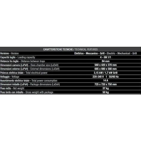 Forno Tecnodom 04 Grill Meccanico Porta A Ribalta Meccanico A Convezione, Con Grill, 4 Teglie O Griglie GN 1/1 2 Forno Tecnodom 04 Grill Meccanico Porta A Ribalta Meccanico A Convezione, Con Grill, 4 Teglie O Griglie GN 1/1 - immagine 2