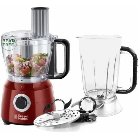 Russell Hobbs Robot Da Cucina, Ciotola 2.5 L, Gancio Impastatrice Incluso, Frullatore Elettrico (+bicchiere 1.5 L), Accessorio Per Emulsioni, 600 W, 1.5 L, 2 Velocita', Desire Rosso, 24730-56 1 Russell Hobbs Robot Da Cucina, Ciotola 2.5 L, Gancio Impastatrice Incluso, Frullatore Elettrico (+bicchiere 1.5 L), Accessorio Per Emulsioni, 600 W, 1.5 L, 2 Velocita', Desire Rosso, 24730-56