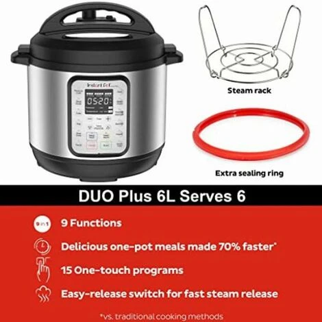 Instant Pot Pentola A Pressione Elettrica DUO PLUS 5.7L. 15 Programmi Intelligenti: Pentola A Pressione, Pentola Riso, Pentola A Cottura Lenta, Cottura A Vapore 3 Instant Pot Pentola A Pressione Elettrica DUO PLUS 5.7L. 15 Programmi Intelligenti: Pentola A Pressione, Pentola Riso, Pentola A Cottura Lenta, Cottura A Vapore - immagine 3