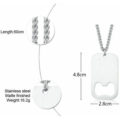 Collana Con Pendente A Cavatappi Da Birra In Acciaio Inossidabile Per Cavatappi Da Uomo, 2 Collana Con Pendente A Cavatappi Da Birra In Acciaio Inossidabile Per Cavatappi Da Uomo, - immagine 2