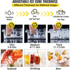 VEVOR Macchina Per Cubetti Di Ghiaccio Commerciale Produttività 70kg/24h Macchina Di Cubetti Di Ghiaccio Da Cucina Commerciale Schermo LED In Acciaio -Moulinex Negozio 92082802 4