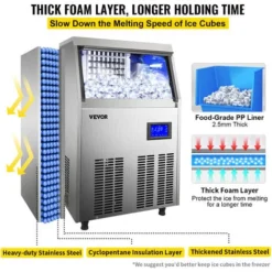 VEVOR Macchina Per Cubetti Di Ghiaccio Commerciale Produttività 70kg/24h Macchina Di Cubetti Di Ghiaccio Da Cucina Commerciale Schermo LED In Acciaio -Moulinex Negozio 92082802 5