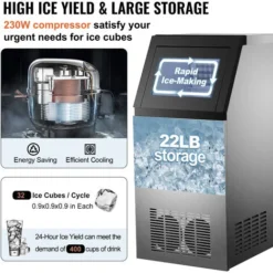 VEVOR Macchina Per Cubetti Di Ghiaccio Professionale 50kg/24h Macchinetta Cubetti Ghiaccio Commerciale 220V In Acciaio Inox Fabbricatore Del Ghiaccio Per Casa Ristorante Caffetteria Bar Ufficio -Moulinex Negozio 92082940 4