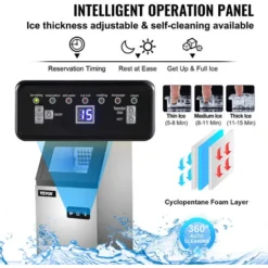 VEVOR Macchina Per Cubetti Di Ghiaccio Professionale 50kg/24h Macchinetta Cubetti Ghiaccio Commerciale 220V In Acciaio Inox Fabbricatore Del Ghiaccio Per Casa Ristorante Caffetteria Bar Ufficio -Moulinex Negozio 92082940 5