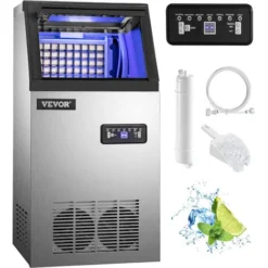 VEVOR Macchina Elettrica In Acciaio Inox ABS Del Ghiaccio 280W Commerciale, Macchina Commerciale Del Ghiaccio A Cubetto Produzione 68kg / 24Ore, Macchina Produttrice Del Ghiaccio Per Bar Ristorante