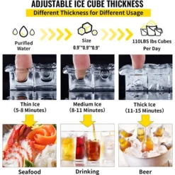 VEVOR Macchina Elettrica Per Cubetti Di Ghiaccio Commerciale Produttivita 50kg/24h, Macchina Da Terra Per Cubetti Ghiaccio Commerciale Con Schermo LCD In Acciaio Inox, Macchina Per Ghiaccio Da Cucina -Moulinex Negozio 92083053 4