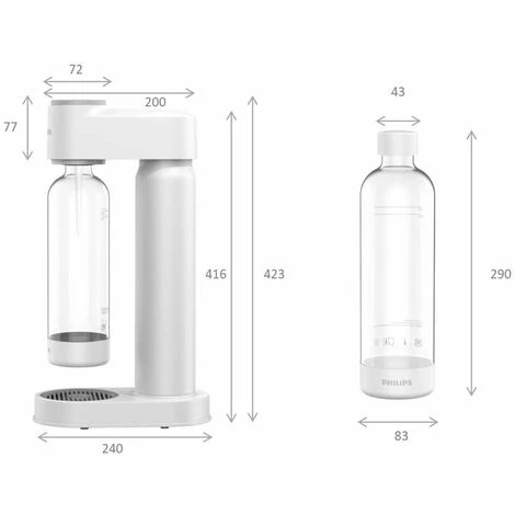 Philips GoZero - Soda Maker Lite Con Accessori, Bianco ADD4901WH/10 2 Philips GoZero - Soda Maker Lite Con Accessori, Bianco ADD4901WH/10 - immagine 2