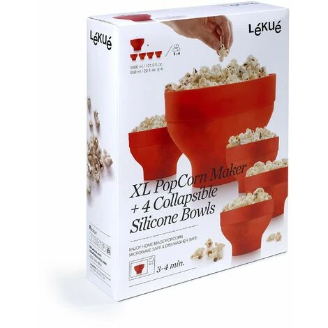 Lekue Lékué Mini Microonde Popcorn (2 U.) Set Pop Corn, Silicone, Rosso 2 Lekue Lékué Mini Microonde Popcorn (2 U.) Set Pop Corn, Silicone, Rosso - immagine 2
