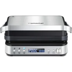 AMZCHEF 4-IN-1 Macchina (Grill Elettrico, Piastra, Piastra Panini, Waffle Maker) - 2000W Grill Elettrico Con 4 Piastre Antiaderenti Intercambiabili -180° Riscaldamento A Doppia Piastra Regolabile