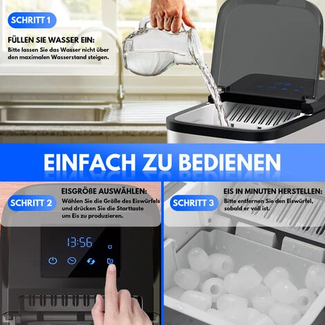 Hengda Macchina Del Ghiaccio Fabbricatore Di Ghiaccio 2.2L 150W Display LCD Grigi, Vassoio Per Cubetti Di Ghiaccio Da 0,8 Litri 2 Hengda Macchina Del Ghiaccio Fabbricatore Di Ghiaccio 2.2L 150W Display LCD Grigi, Vassoio Per Cubetti Di Ghiaccio Da 0,8 Litri - immagine 2