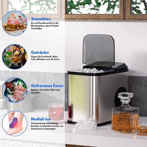 Hengda Macchina Del Ghiaccio Fabbricatore Di Ghiaccio 2.2L 150W Display LCD Grigi, Vassoio Per Cubetti Di Ghiaccio Da 0,8 Litri 3 Hengda Macchina Del Ghiaccio Fabbricatore Di Ghiaccio 2.2L 150W Display LCD Grigi, Vassoio Per Cubetti Di Ghiaccio Da 0,8 Litri - immagine 3