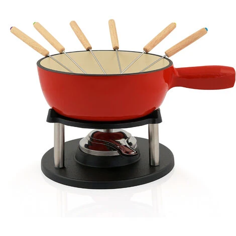 BBQ-Toro Set Per Fonduta In Ghisa Da 9 Pezzi Per 6 Persone 2 L Smaltato, Rosso 1 BBQ-Toro Set Per Fonduta In Ghisa Da 9 Pezzi Per 6 Persone 2 L Smaltato, Rosso