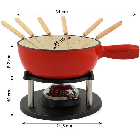 BBQ-Toro Set Per Fonduta In Ghisa Da 9 Pezzi Per 6 Persone 2 L Smaltato, Rosso 3 BBQ-Toro Set Per Fonduta In Ghisa Da 9 Pezzi Per 6 Persone 2 L Smaltato, Rosso - immagine 3
