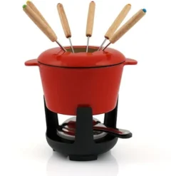 BBQ-Toro Set Per Fonduta In Ghisa Da 13 Pezzi Per 6 Persone 1 L Rosso Smaltato