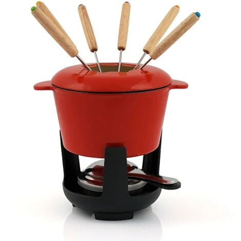 BBQ-Toro Set Per Fonduta In Ghisa Da 13 Pezzi Per 6 Persone 1 L Rosso Smaltato 1 BBQ-Toro Set Per Fonduta In Ghisa Da 13 Pezzi Per 6 Persone 1 L Rosso Smaltato