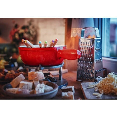 BBQ-Toro Set Per Fonduta In Ghisa Da 13 Pezzi Per 6 Persone 1 L Rosso Smaltato 2 BBQ-Toro Set Per Fonduta In Ghisa Da 13 Pezzi Per 6 Persone 1 L Rosso Smaltato - immagine 2