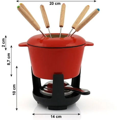 BBQ-Toro Set Per Fonduta In Ghisa Da 13 Pezzi Per 6 Persone 1 L Rosso Smaltato 3 BBQ-Toro Set Per Fonduta In Ghisa Da 13 Pezzi Per 6 Persone 1 L Rosso Smaltato - immagine 3